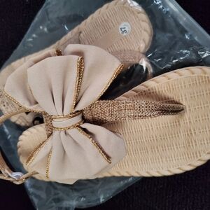 Elegant Beige Bow Sandals